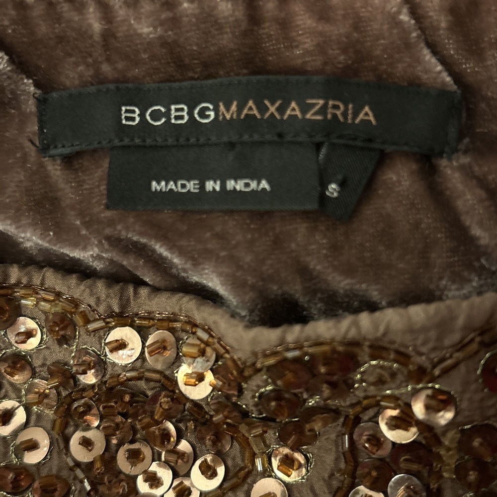 Brown Velvet Tiered Sequin Embellished Skirt Womens Sz S BCBGMAXAZRIA - Picture 3 of 6